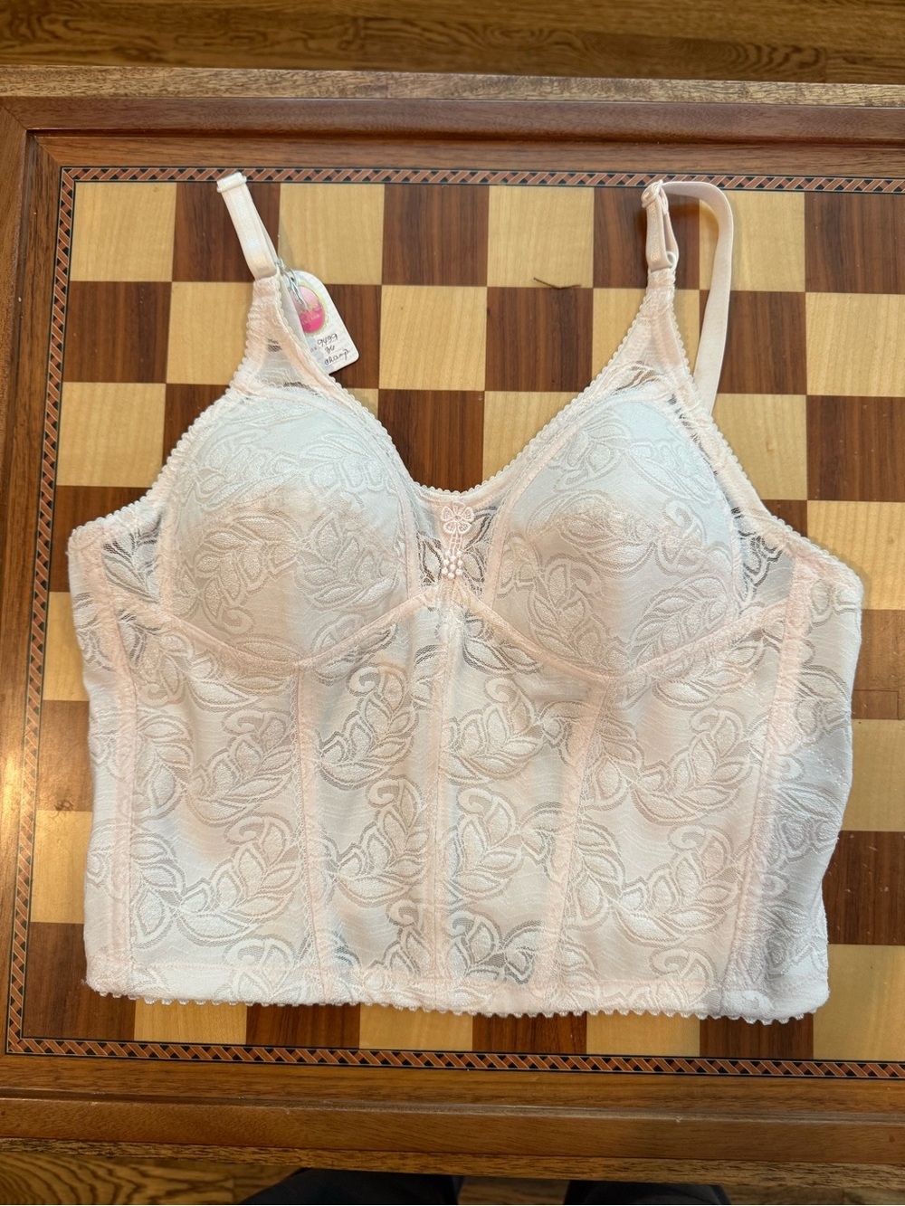 NWT Vintage Style Light Pink Lace Longline Corset Bralette Bustier